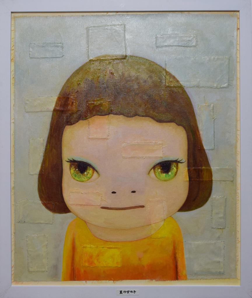 YOSHIMOTO NARA OIL ON CANVAS: YOSHIMOTO NARA OIL ON CANVAS. Image size 63cm by 53cm. Yoshitomo Nara (Japanese, b.1959) is a Contemporary artist best known for his Neo-Pop paintings featuring the innocent motifs and buoyant style o