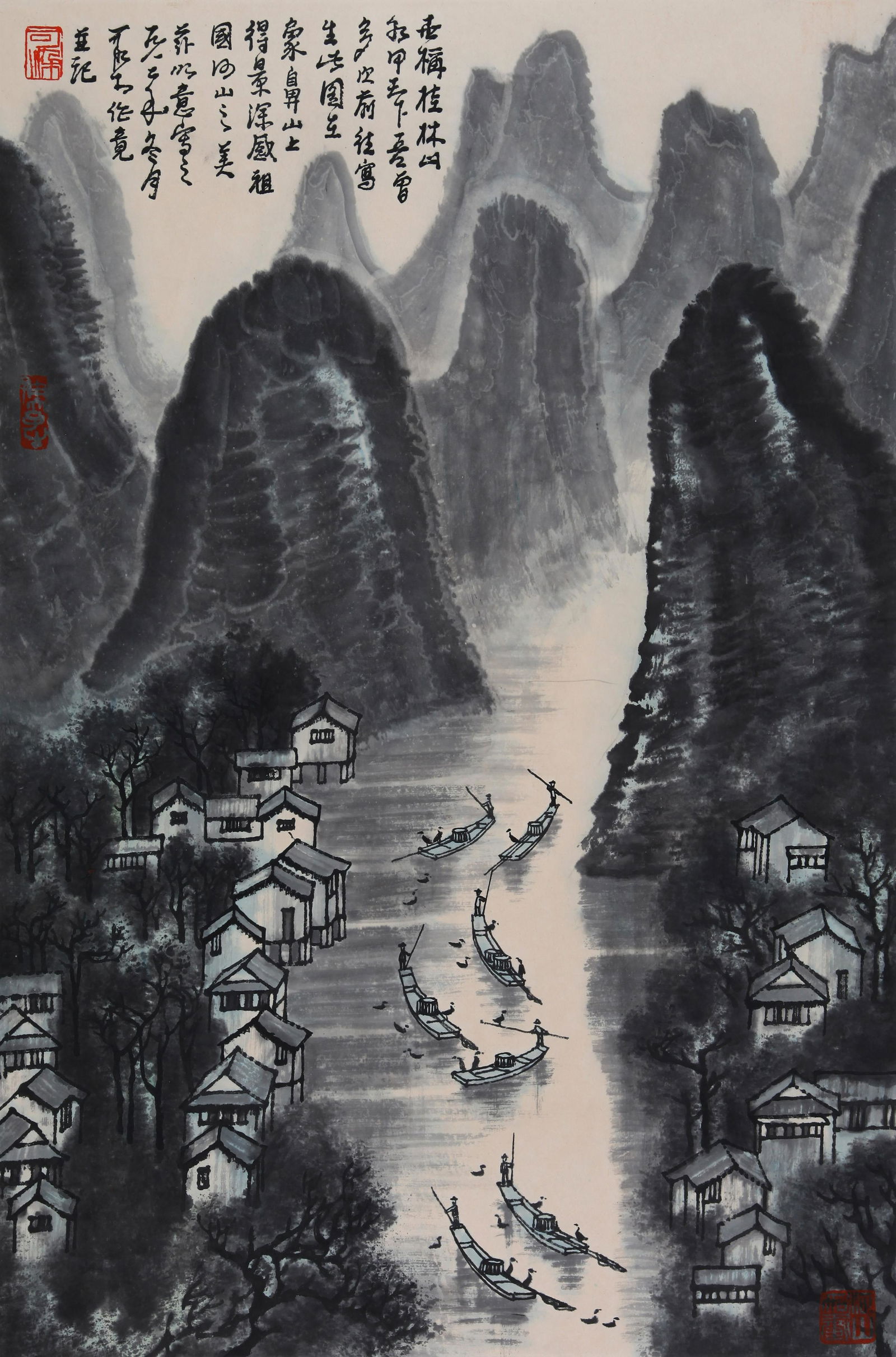 CHINESE SCROLL PAINTING OF MOUNTAIN VIEWS SIGNED BY LI KERAN (1 of 10)