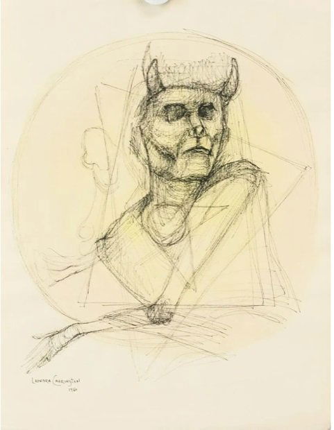 LEONORA CARRINGTON 1917-2011 BRITISH MEXICAN INK PAINTING ON PAPER (1 of 1)