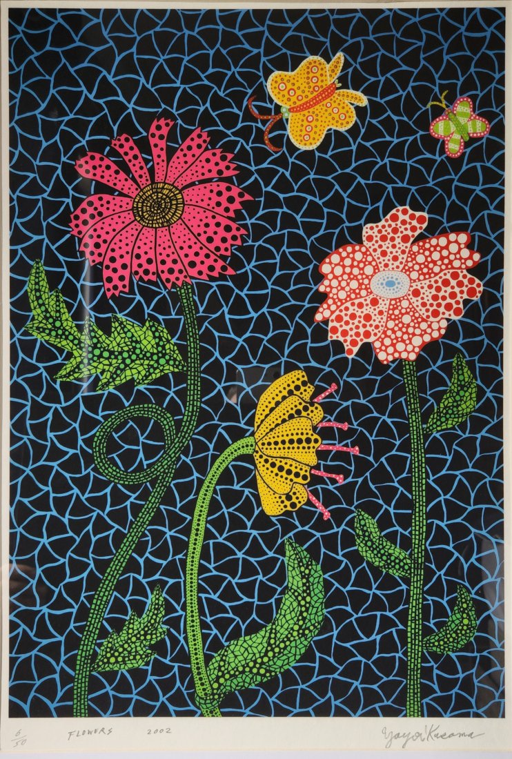 YAYOI KUSAMA COLOR LITHOGRAPH IN BFK RIVES PAPER FLOWER (1 of 4)