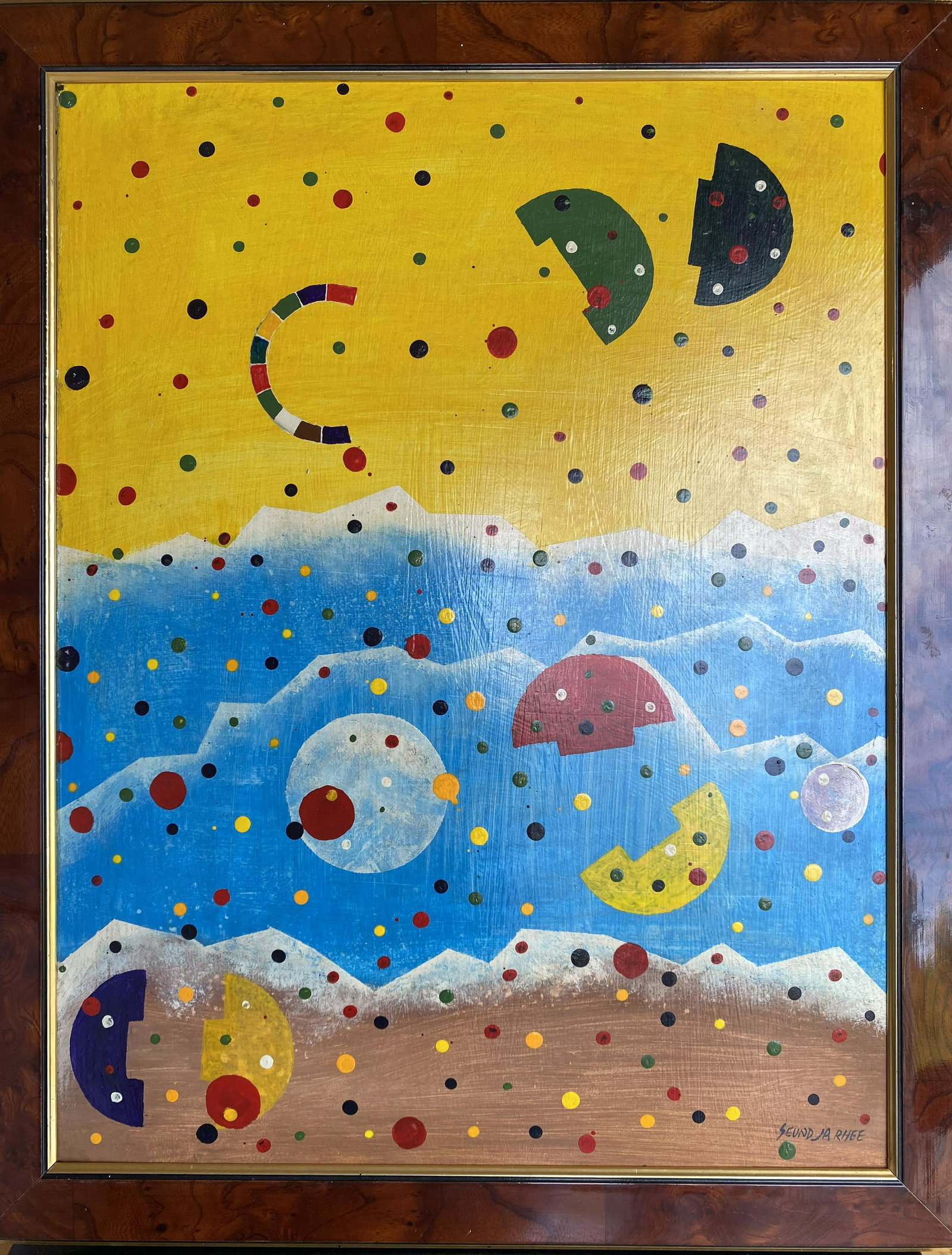 SEUND JA RHEE 1918-2009 KOREAN OIL PAINTING ON CANVAS ABSTRACT (1 of 5)