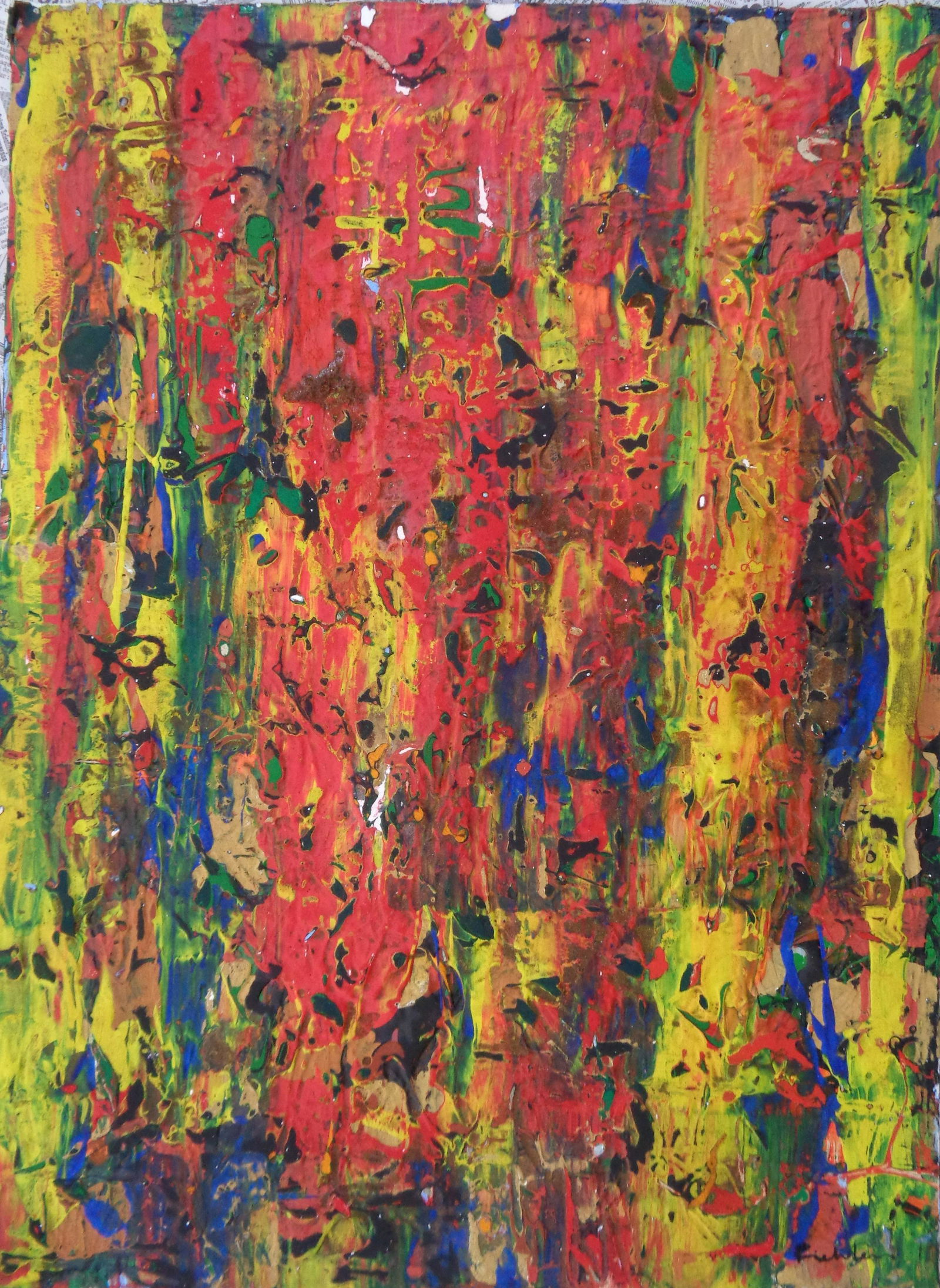 GERHARD RICHTER B.1932 ACRYLIC PAINTING ON BLACKBOARD: GERHARD RICHTER B.1932 ACRYLIC PAINTING ON BLACKBOARD. Gerhard Richter is signed lower right. Image size 47cm by 64cm. Acrylic on black cardboard. With some gallery labels on back. Few tiny cracks and