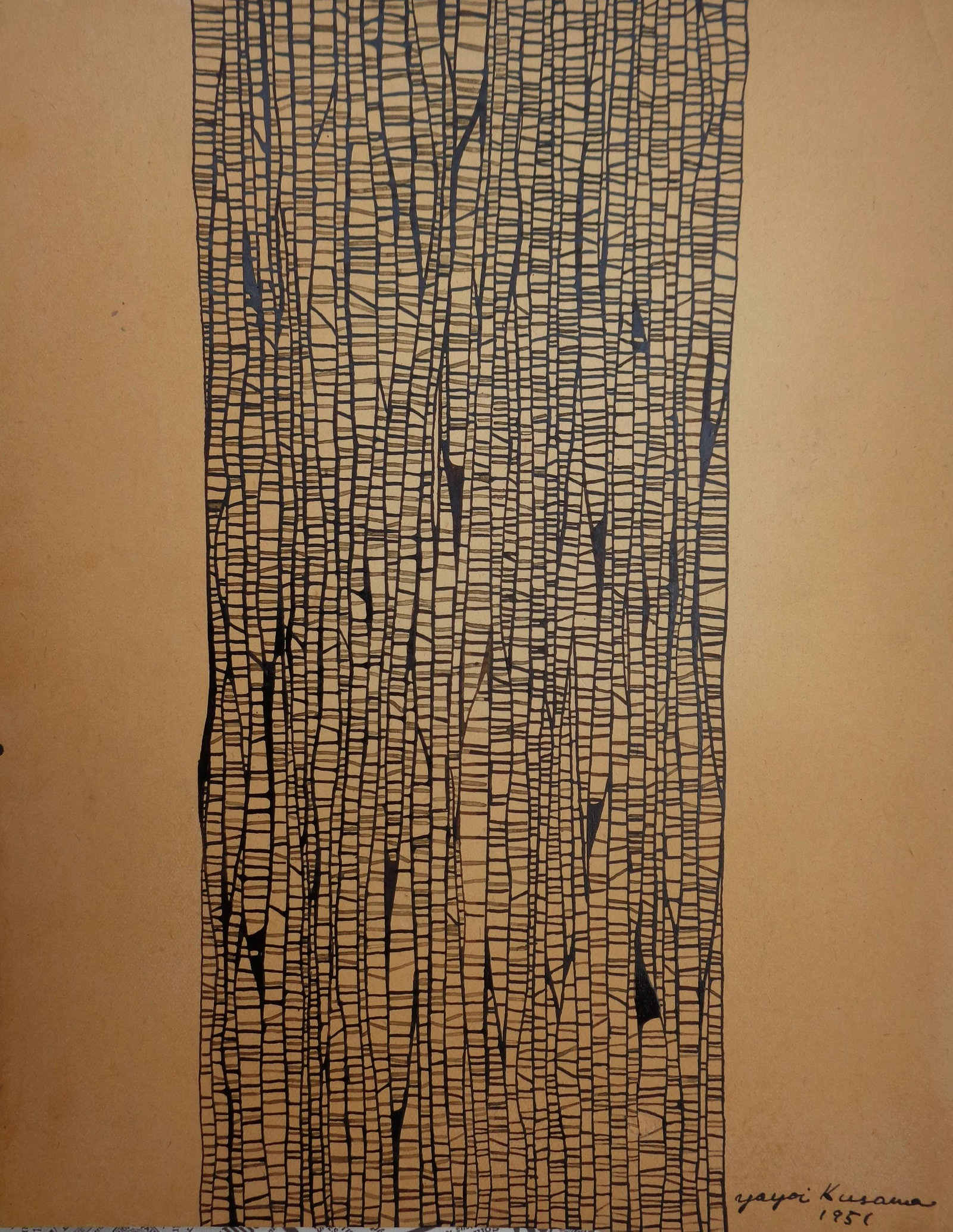 YAYOI KUSAMA INK DRAWING ON CARDBOARD ABSTRACT (1 of 8)