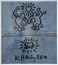 KEITH HARING MARKER DRAWING ON JEANS CLOTH