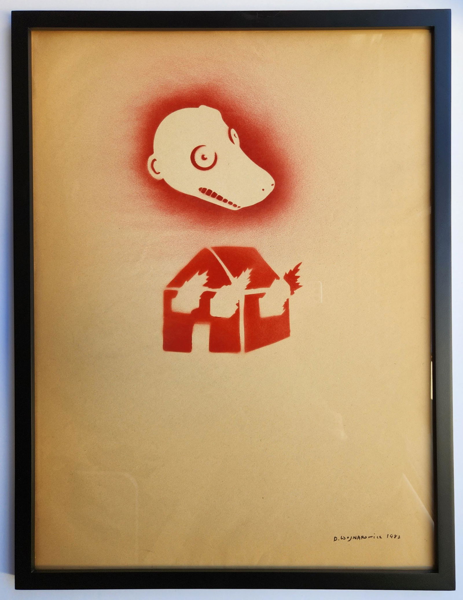 DAVID WOJNAROWICZ 1954-1992 STENCIL AND SPARY PAINTING BURNING HOUSE (1 of 1)