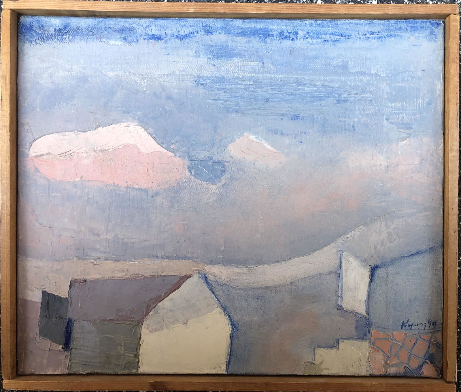 KYUNG-JO CHUN 1924-2015 KOREAN OIL PAINTING ON CANVAS LANDSCAPE (1 of 7)