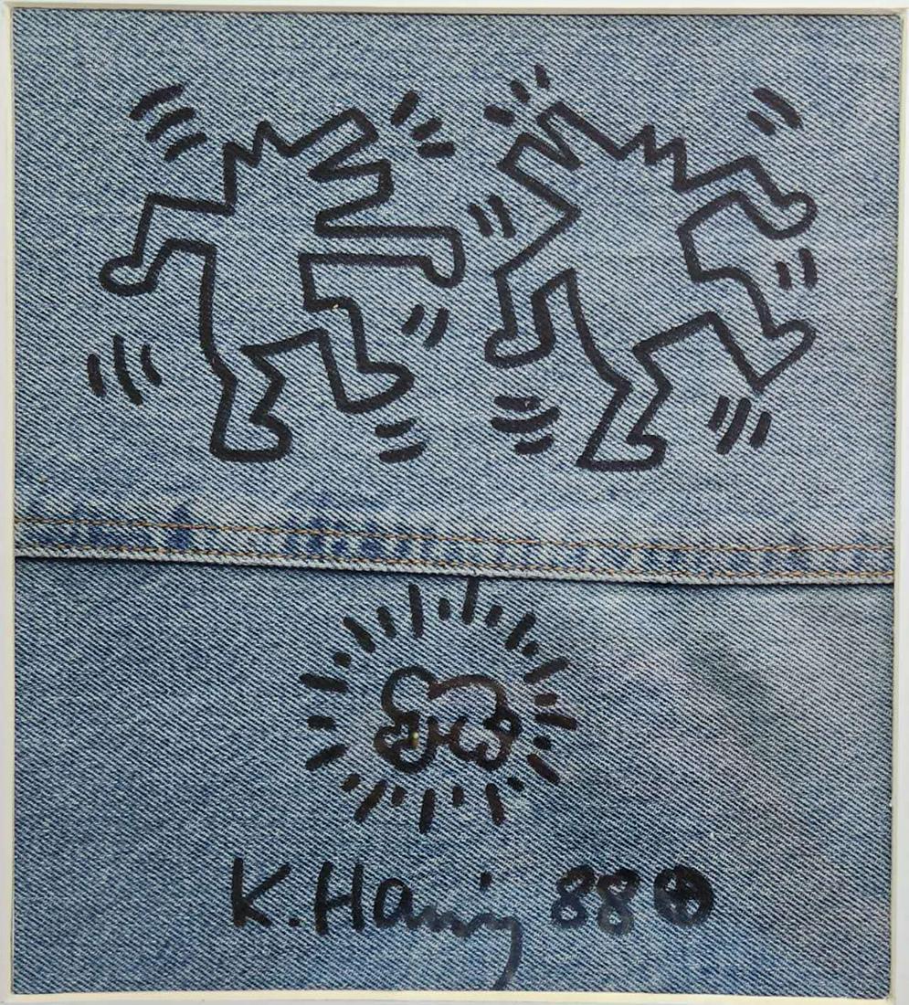 KEITH HARING MARKER DRAWING ON JEANS CLOTH (1 of 2)