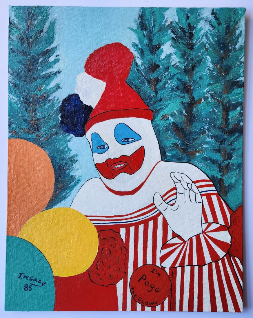 JOHN WAYNE GACY 1942-1994 OIL PAINTING ON CANVAS BOARD POGO THE CLOWN (1 of 4)