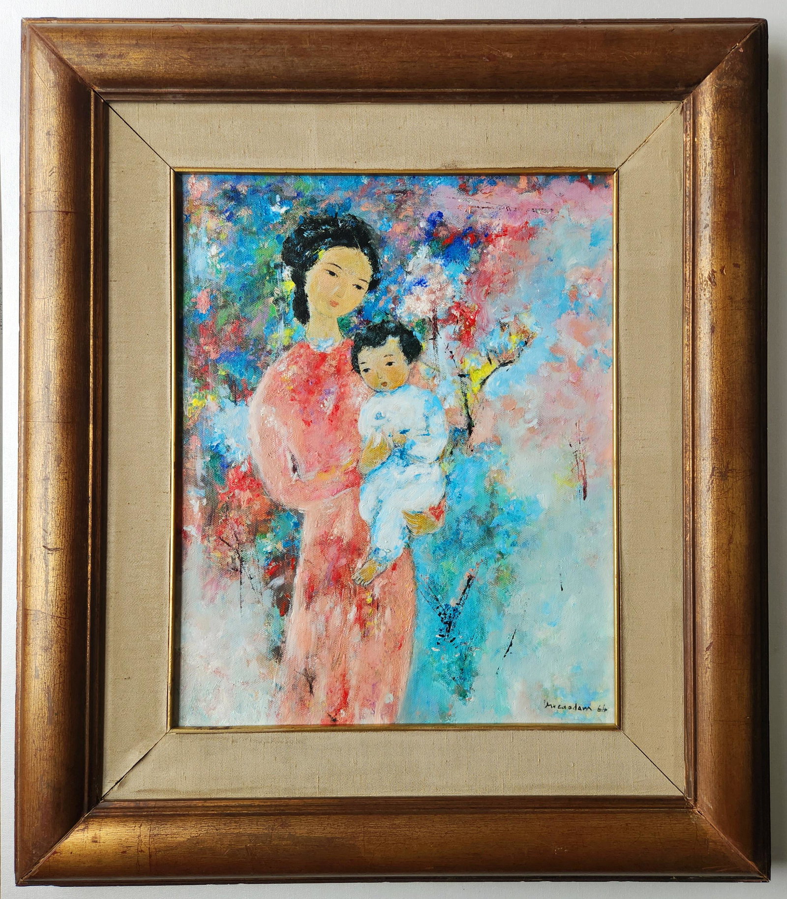 VU CAO DAM 1908-2000 VIETNAMESE OIL PAINTING ON CANVAS MATERNITE (1 of 5)