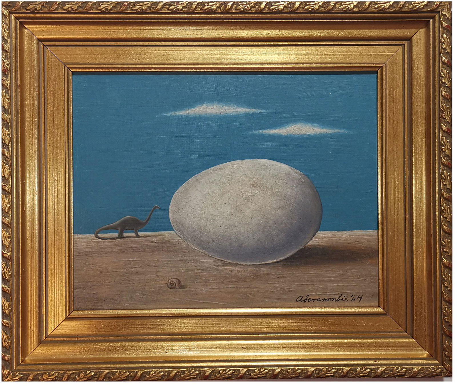 GERTRUDE ABERCROMBIE 1909-1977 OIL PAINTING ON MASONITE DINOSAUR EGG (1 of 4)