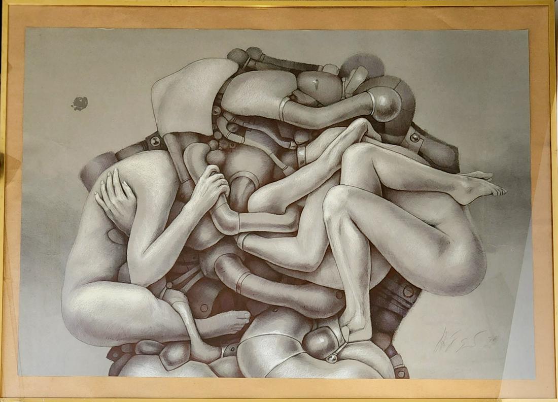 HANS RUEDI GIGER 1940-2014 SWISS PENCIL PASTEL ON PAPER (1 of 2)