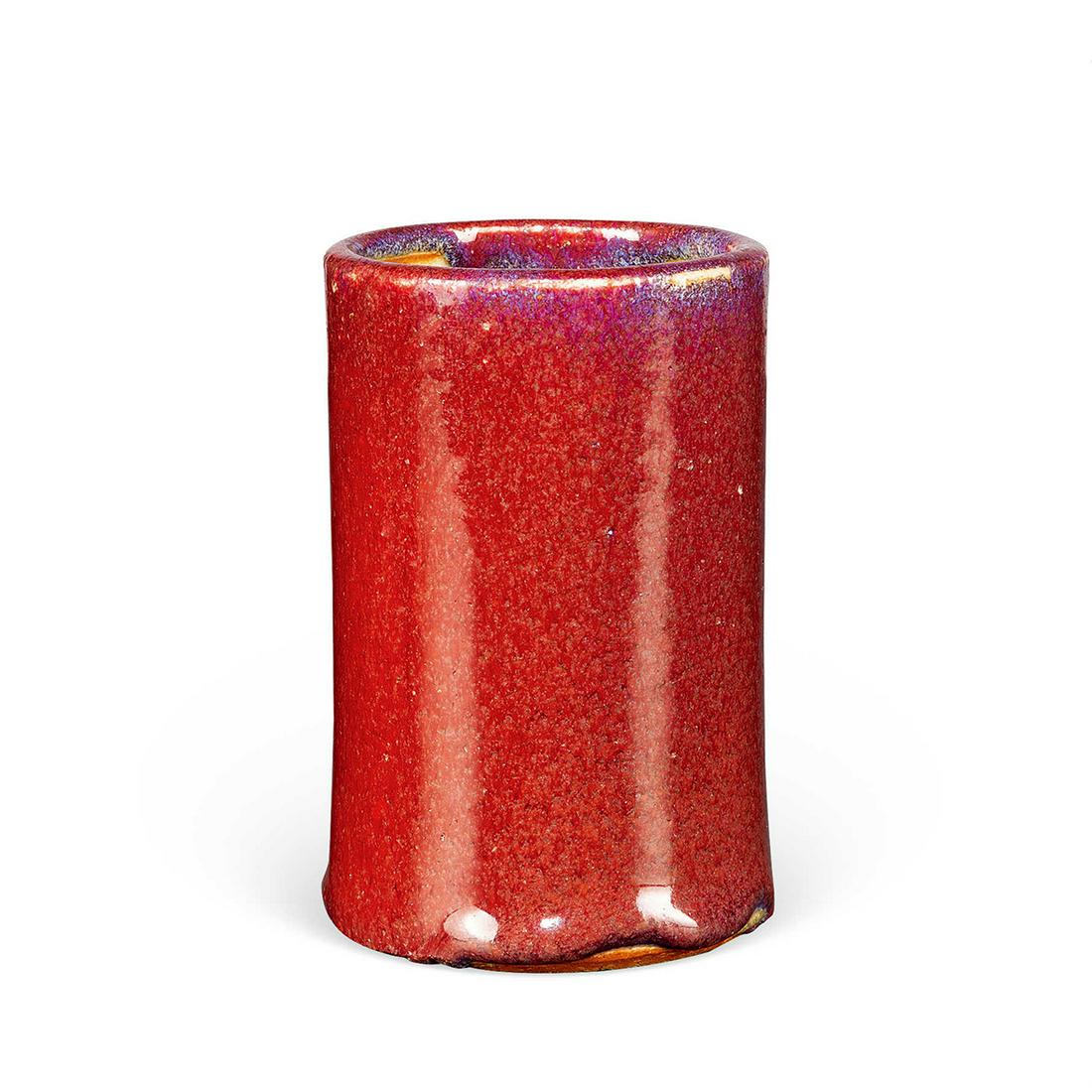 CHINESE PORCELAIN OF RED GLAZE SCHOLAR BRUSH POT QING DYNASTY (1 of 1)