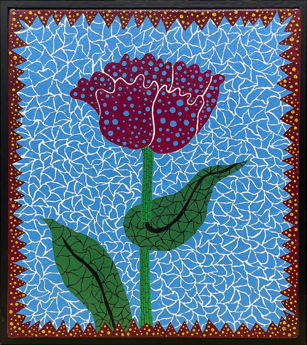 YAYOI KUSAMA OIL PAINTING ON CANVAS INFINITY NET FLOWER (1 of 4)