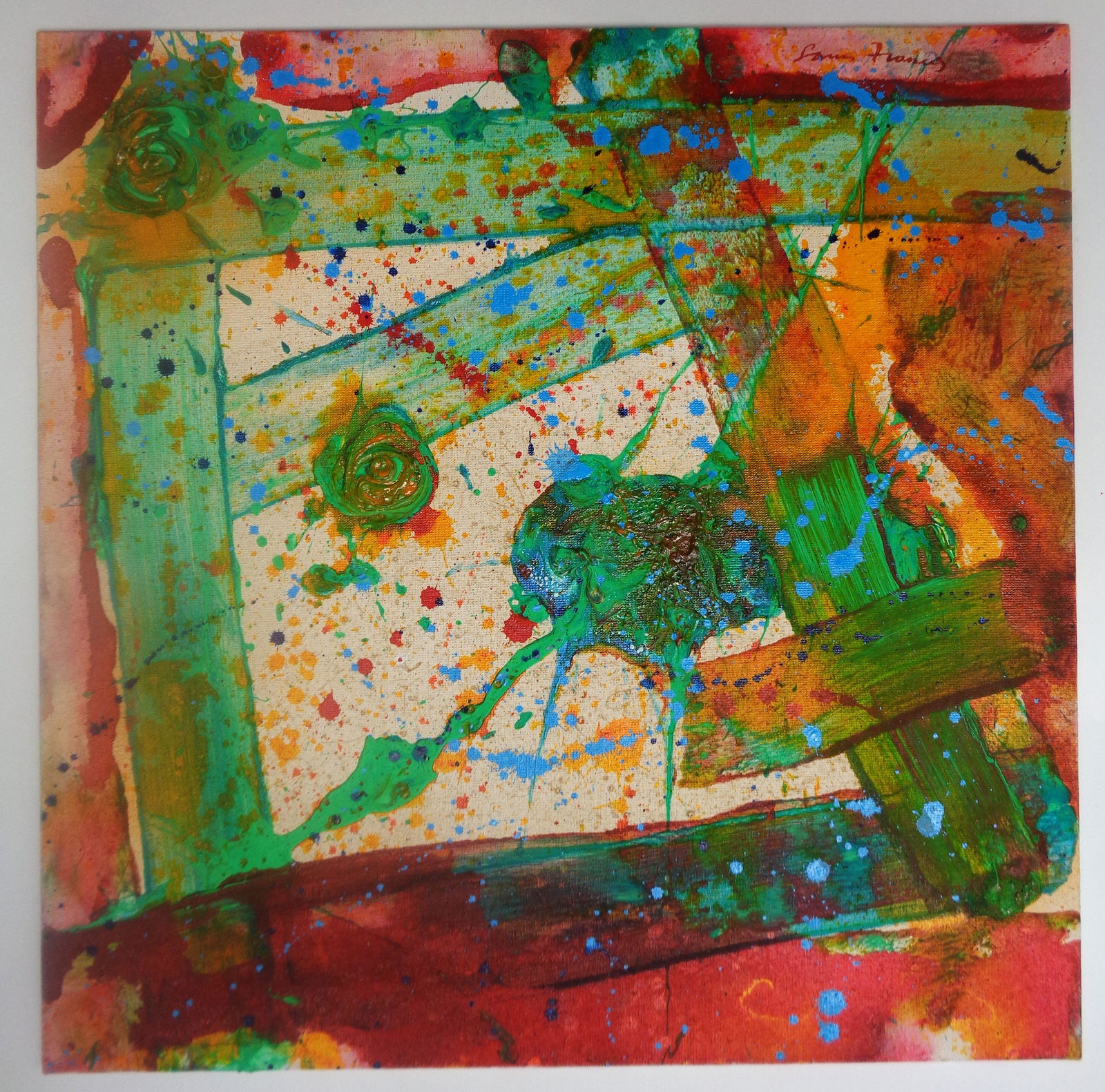 SAM FRANCIS 1923-1994 OIL MIXED MEDIA ON CANVAS MOUNTED ON HARDBOARD ABSTRACT (1 of 5)