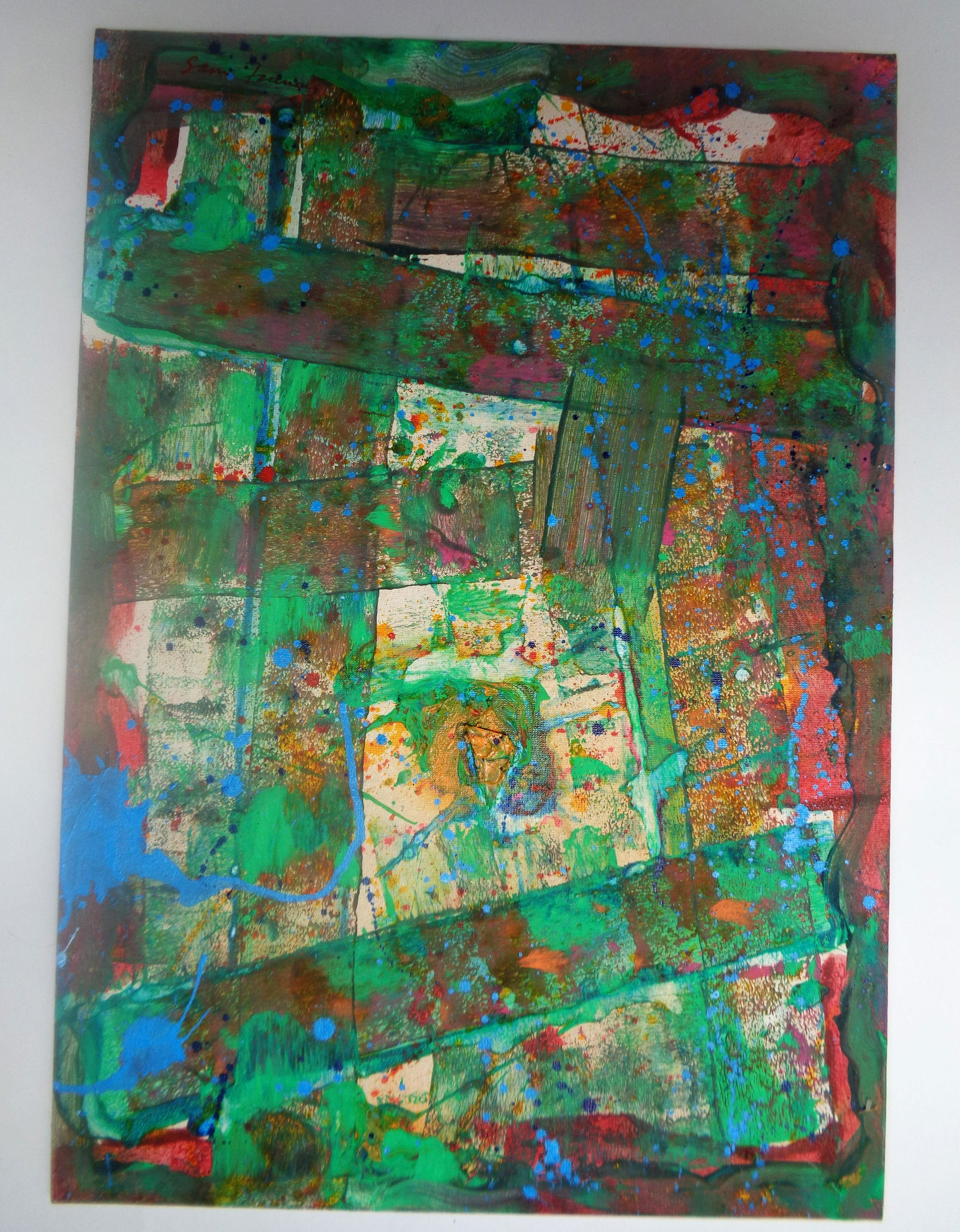 SAM FRANCIS 1923-1994 OIL MIXED MEDIA ON CANVAS MOUNTED ON HARDBOARD ABSTRACT (1 of 4)