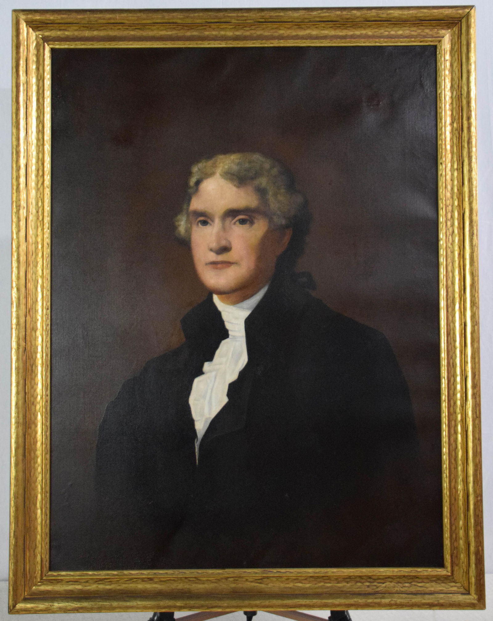 Early 19th Century portrait of Thomas Jefferson: Paintings of Thomas Jefferson are rather scarce and are considered highly desirable. This circa 1830 oil on canvas painting was done after Gilbert Stuart's famous example. It has had a museum quality