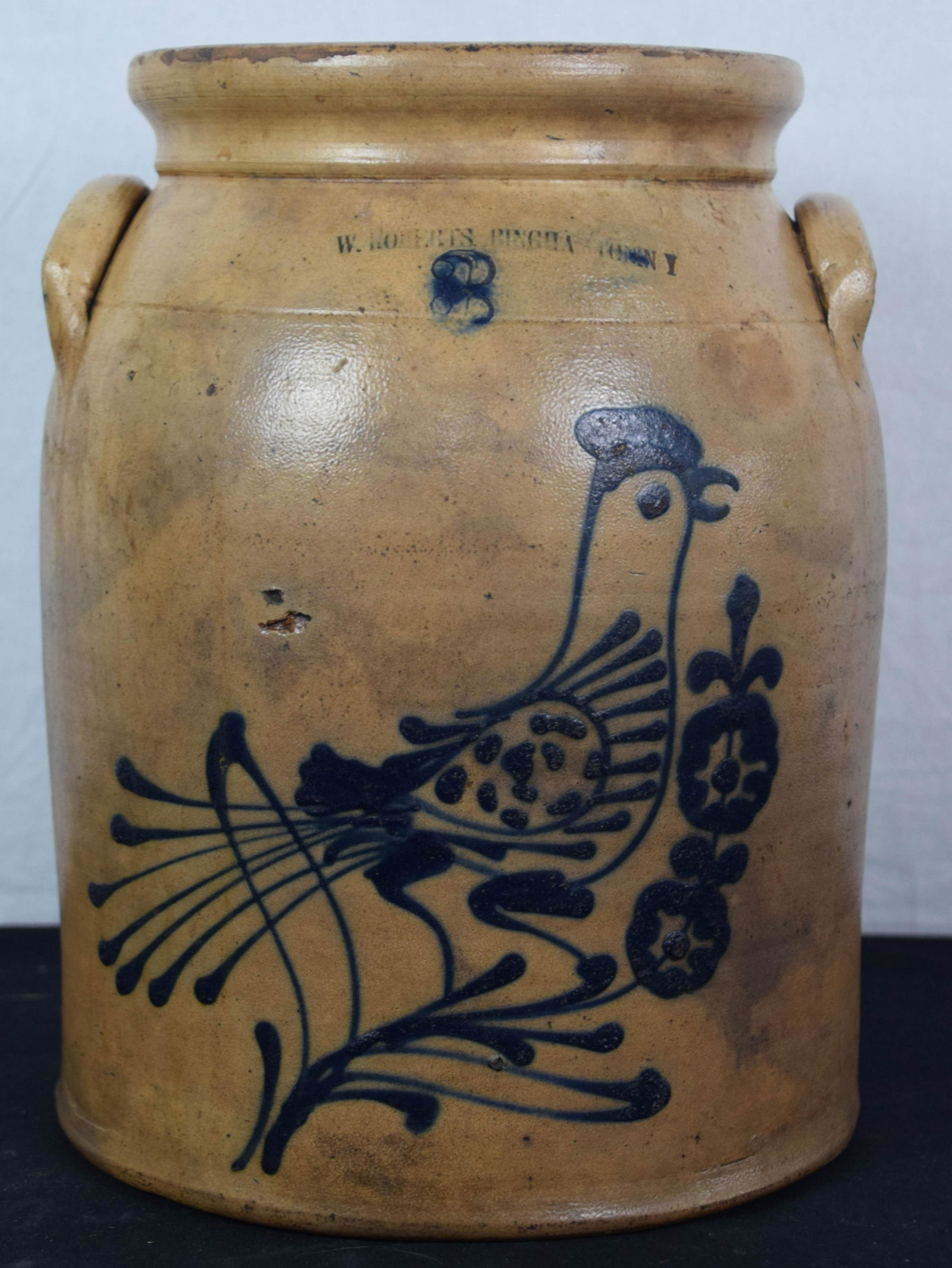 Stoneware Crock with Blue Bird Decoration (1 of 7)