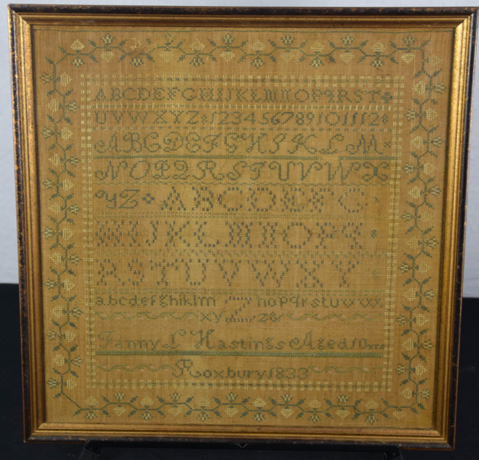 Needlework Sampler Dated 1833 Roxbury (1 of 2)