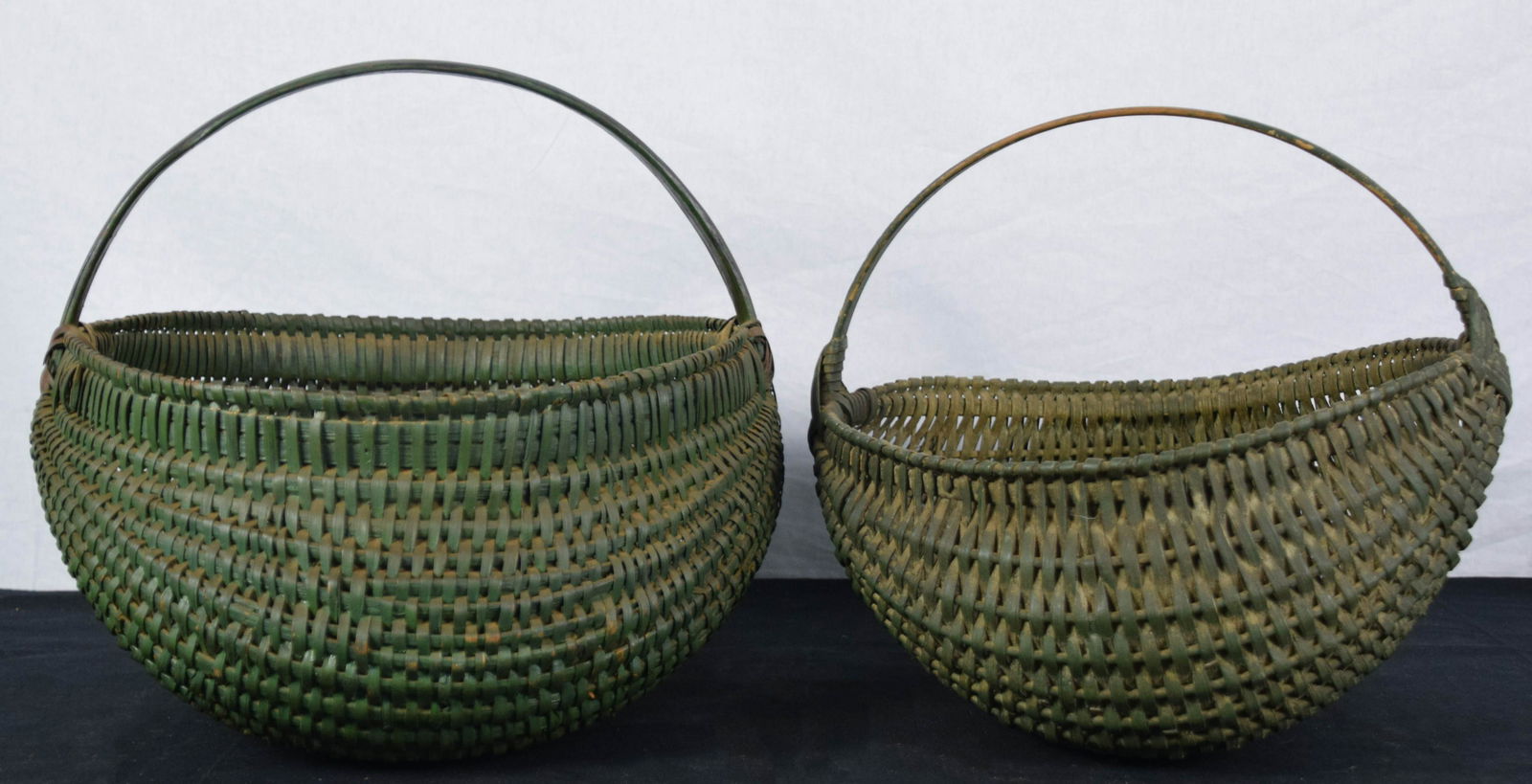 Two Green Painted Buttocks Baskets (1 of 4)