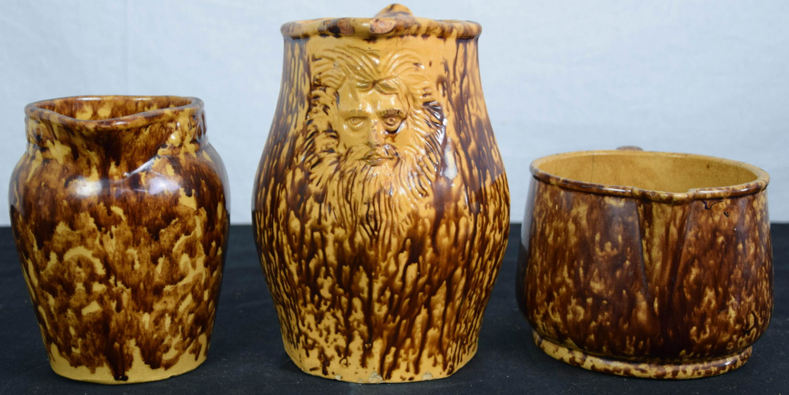 Three-piece Bennington-type Pottery Lot (1 of 6)