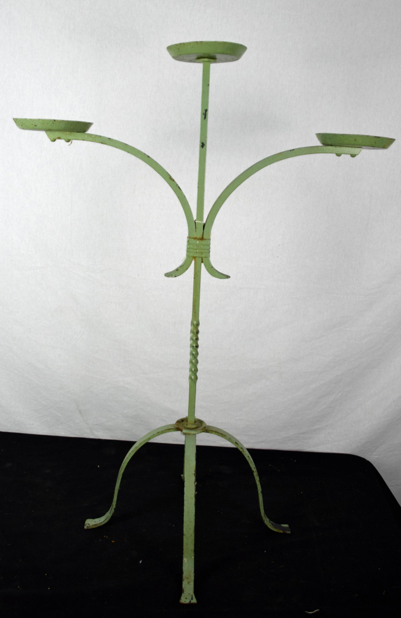 Wrought Iron Plant Stand: Wrought iron plant stand with double arm plant holders. 3 ft. height.