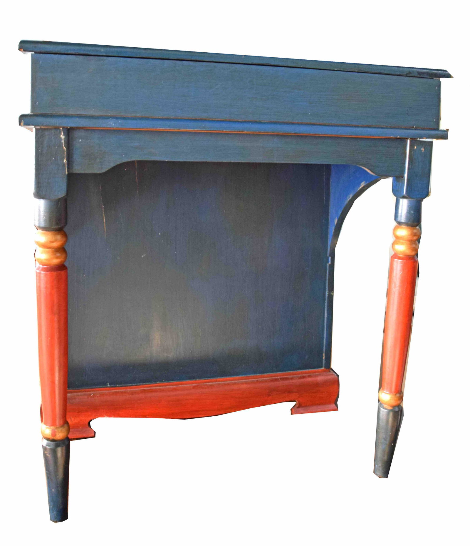 Davenport Desk: Decorative 20th century Davenport style desk with nautical ship scene on lid. Dimensions: 34,5"Height x 27" Width x 28 " Depth