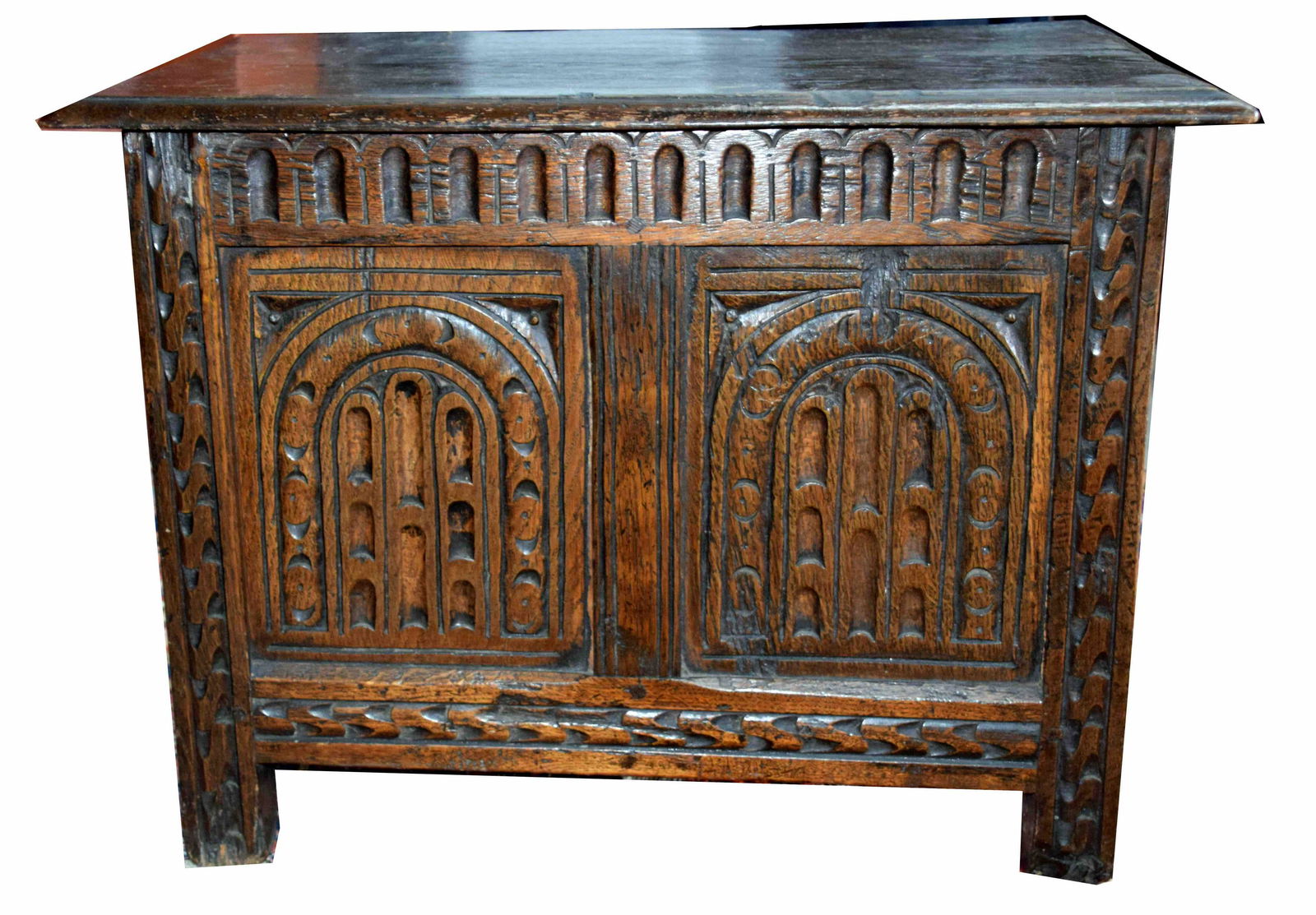 Carved English Oak Coffer (1 of 7)