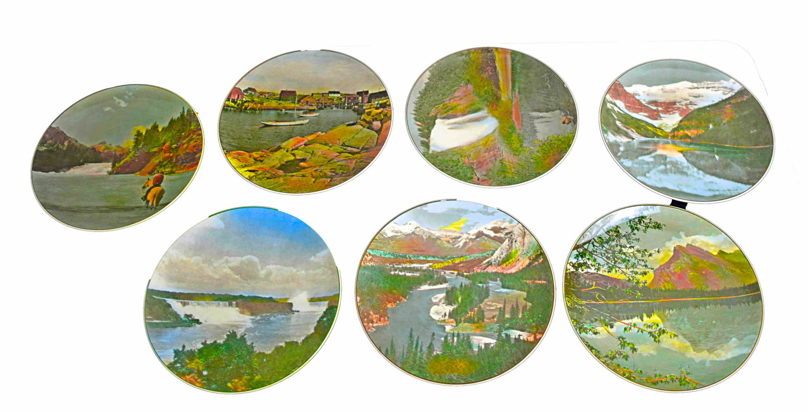 Royal Doulton Plates: Set of seven scenic Royal Doulton plates including Niagara Falls. All scence identified on reverse. Dimensions: 10.5" Diameters