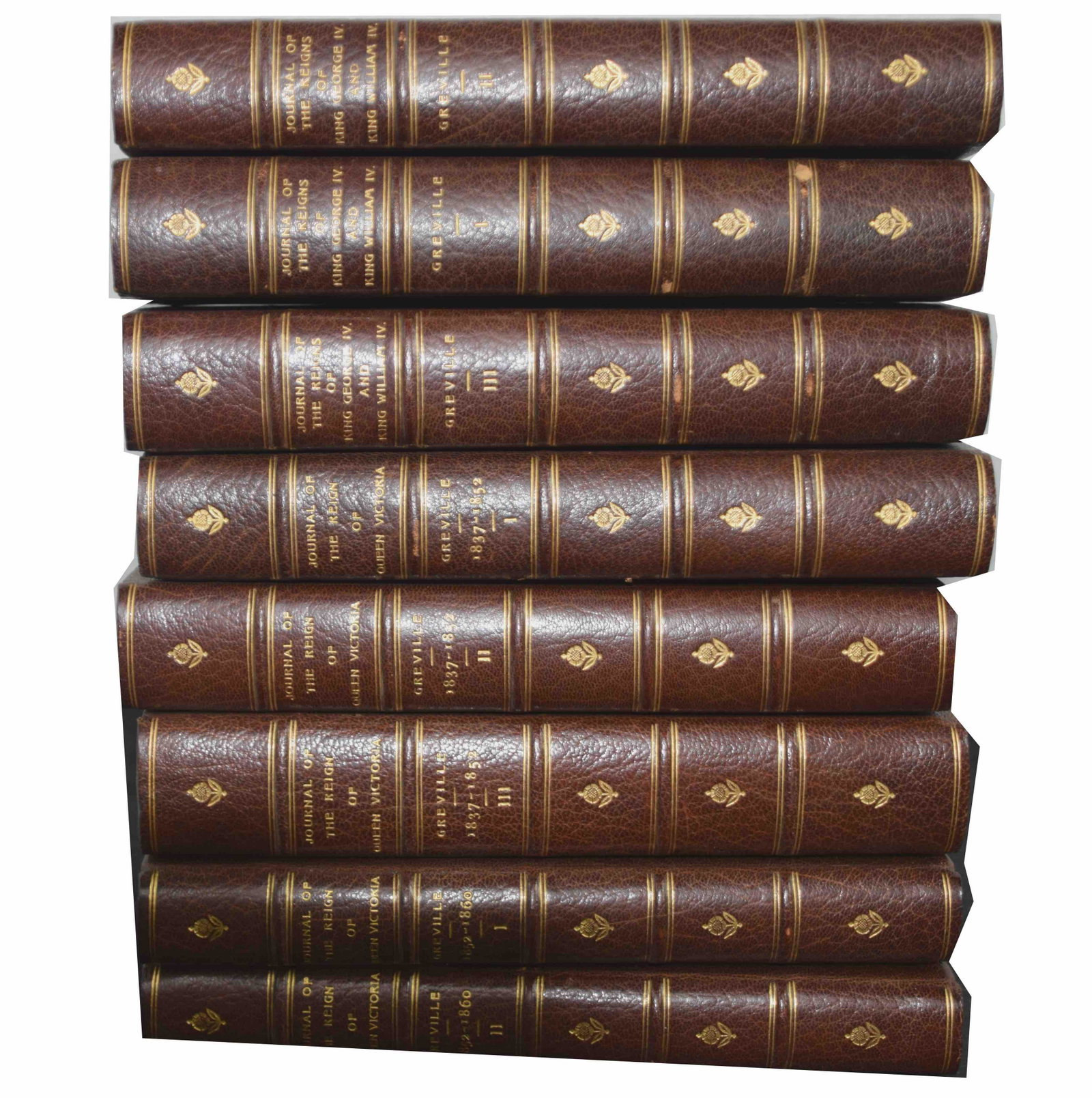 Greville, Charles. The Greville Memoirs. London: 1874-1887.: The Greville Memoirs. Comprising: A Journal of the Reigns of King George IV and King William IV; Journal of the Reign of Queen Victoria, from 1837 to 1852; Journal of the Reign of Queen Victoria, from