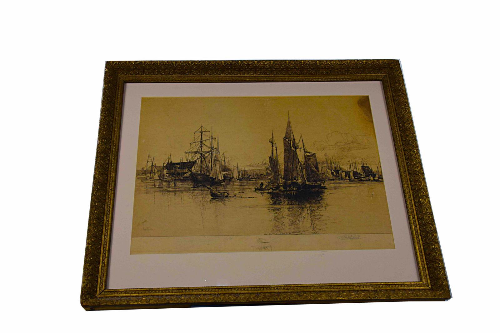 Stephen Parrish Etching of Harbor Scene: Stephen Parrish etching of Harbor Scene. Stephen Maxfield Parrish (1846 - 1938) was active/lived in Pennsylvania and New Hampshire. Stephen Parrish is known for etchings, landscape, marine, and figure
