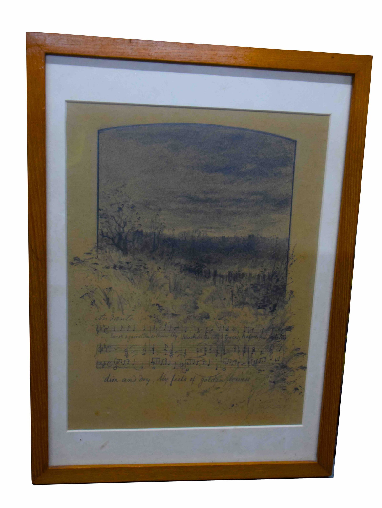 Musical Score, Levi Thaxter: Pencil drawing of sheet music from the Isles of Shoals, Mrs. Levi Thaxter. Frost Estate. Dimensions: 16" x 12"