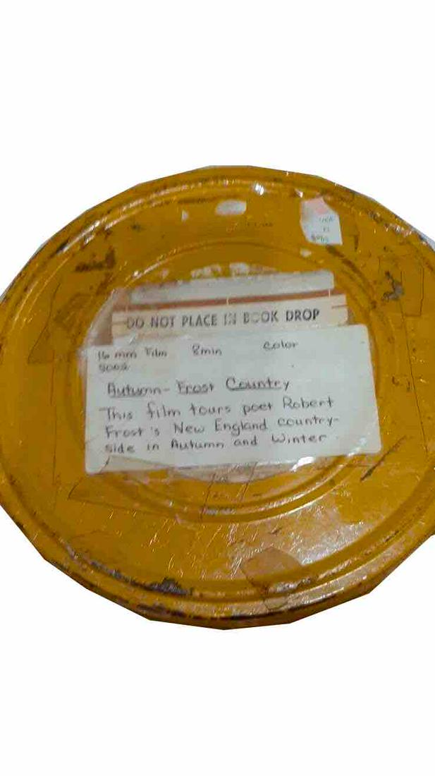 Robert Frost Film: Robert Frost 16mm film in original ten cannisters labelled " Robert Frost Touring around New England countryside in Autum". Film by Holt, Rinehart and Winston.