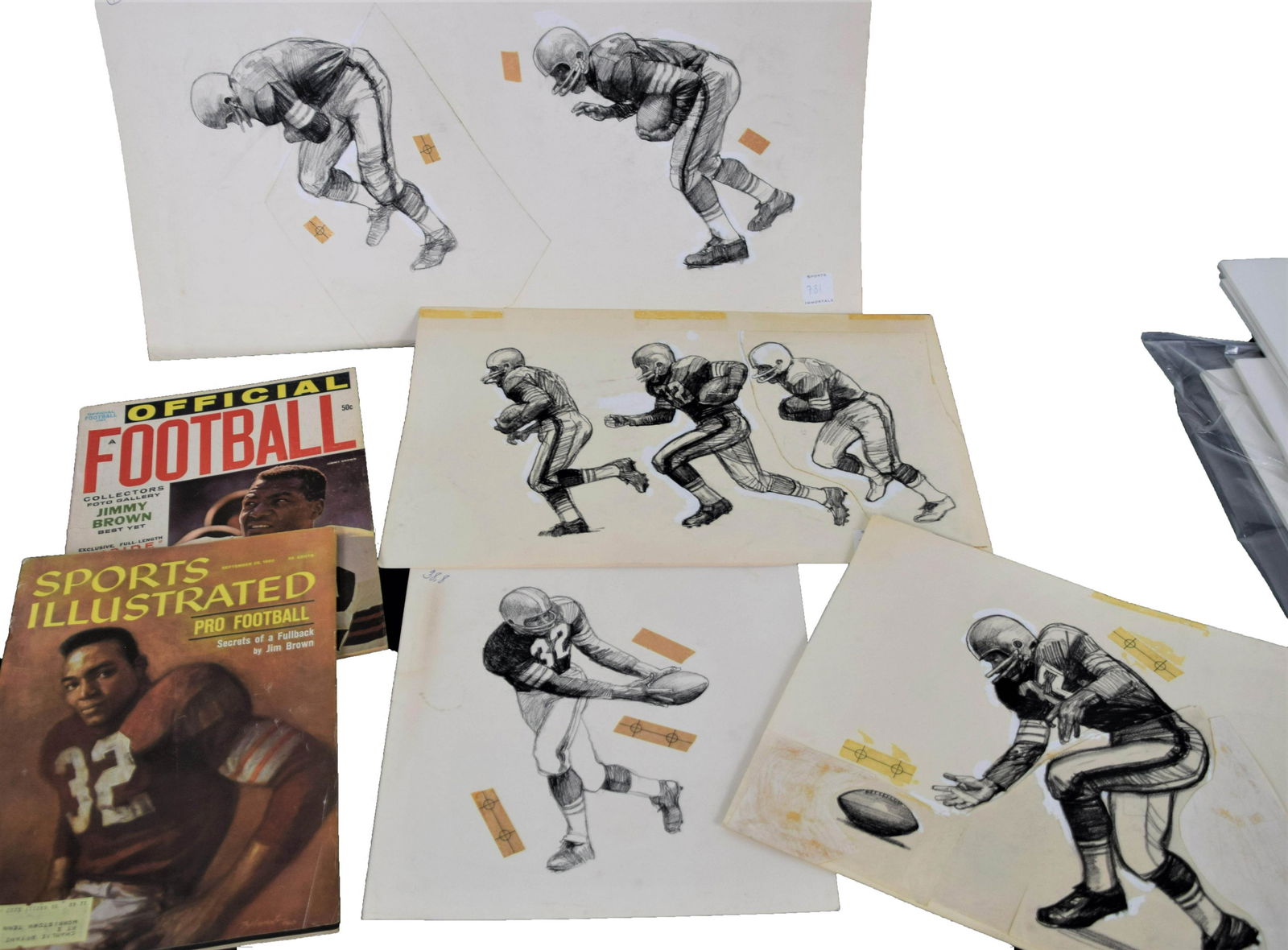 Robert Riger Original Drawings of Jim Brown (1 of 5)