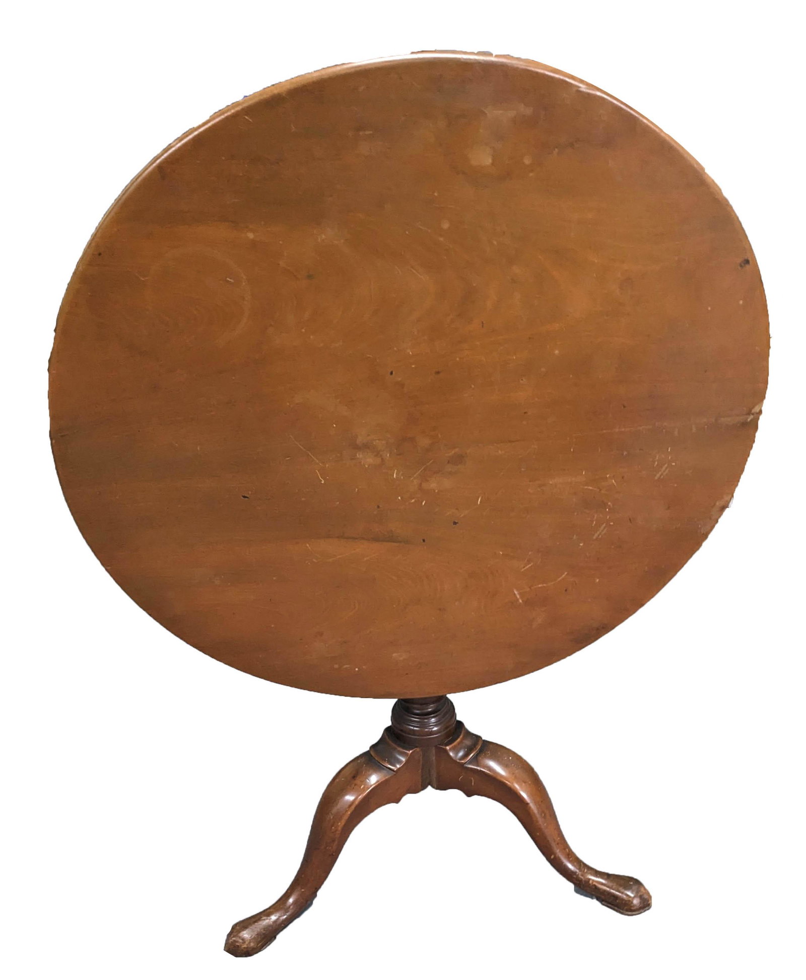 Queen Anne Tea Table: Mahogany Queen Anne tea table on snake feet. Dimensions: 27" Height x 30"x 31" Top