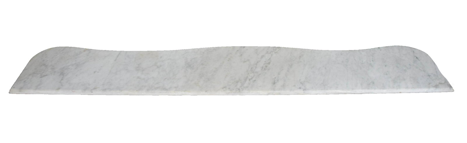 Marble Mantel: Marble mantle, scallop edge, found in the Dunlap house. Dimensions: 69" Length x 12" Depth