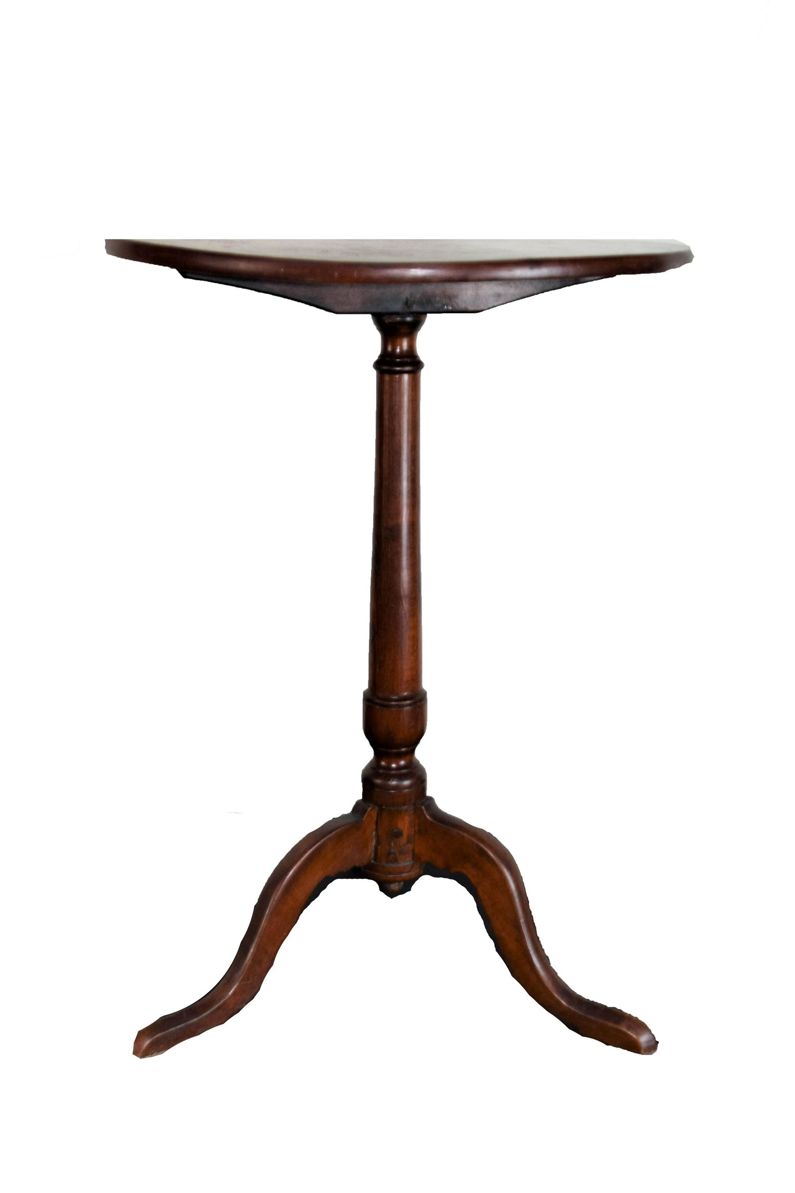 Queen Anne Candlestand: Queen Anne candlestand with snake feet. Dimensions: 27.5 Height x 20.5" Diameter