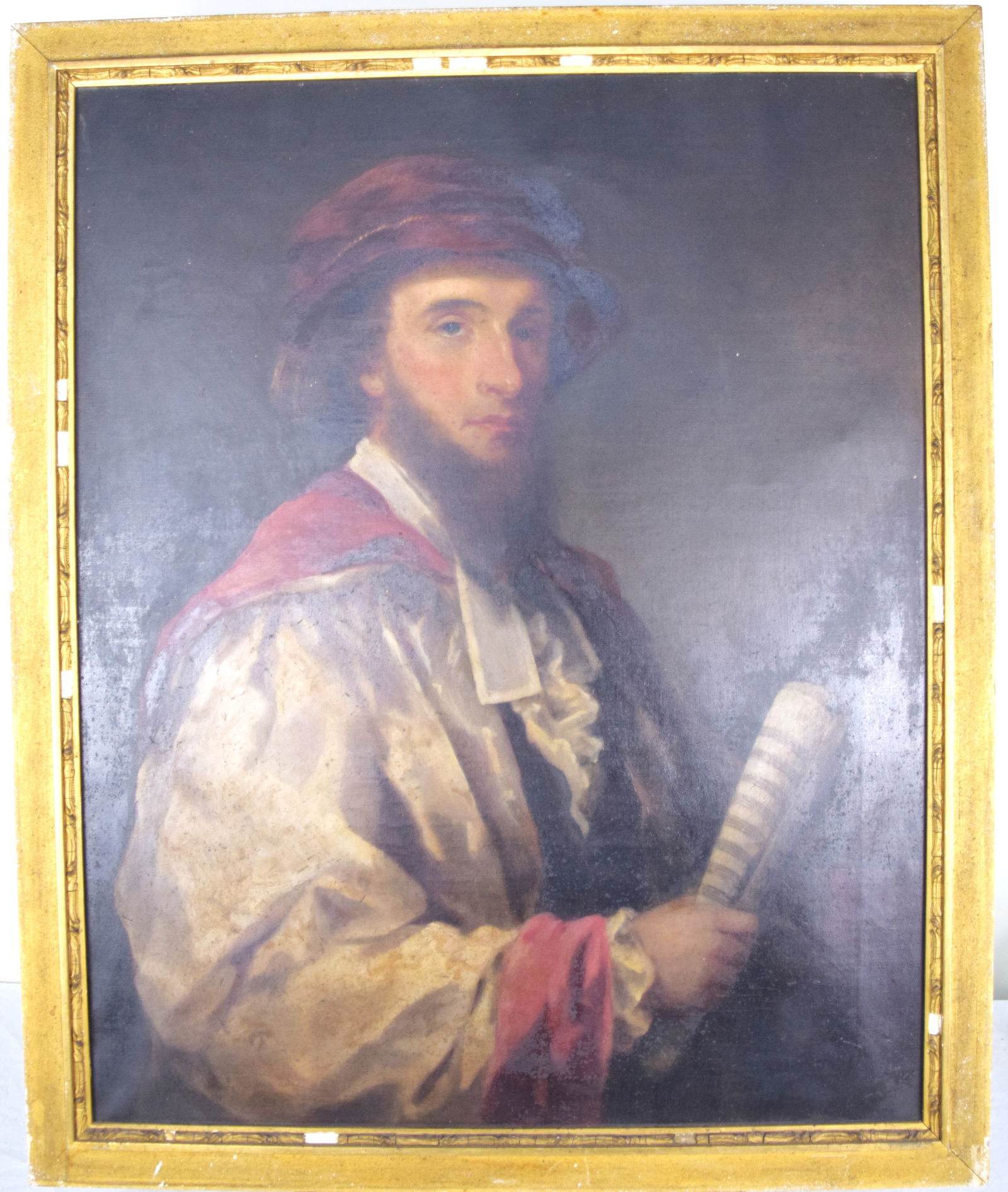 Oil on Canvas: Oil painting of a gentleman, 19th century in the manner of Thomas Sully. Dimensions: 35" x 28"
