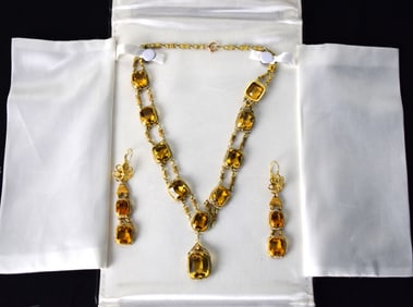 Citrine Necklace And Earrings