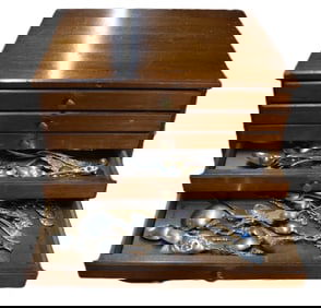 Ten Drawer Cabinet With Silver