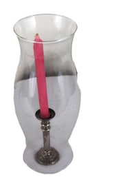 Sterling Candlestick With Hurricane Shade