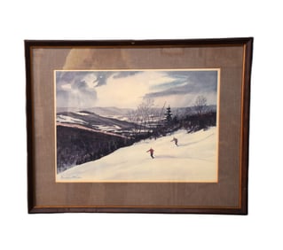 Churchill Ettinger Signed Ski scene Lithograph