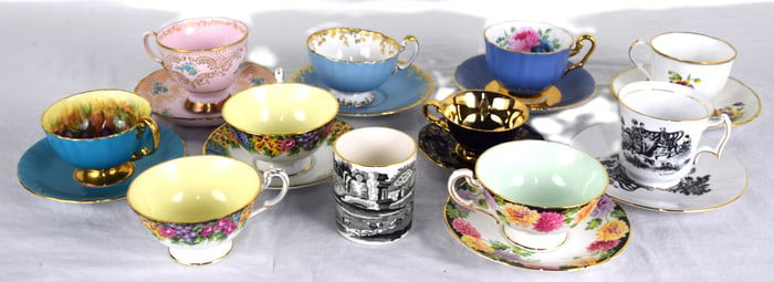 Lot of Hand Painted Cups and Saucers