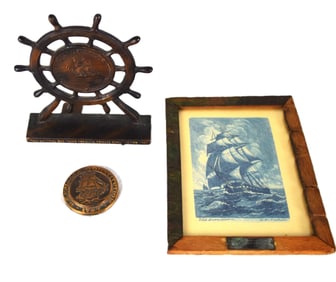 Single US Frigate Constitution Bookend