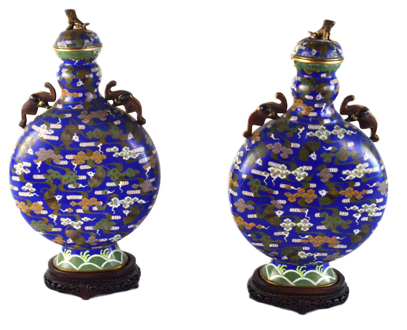 Exceptional Pair Of Cloisonne Vases