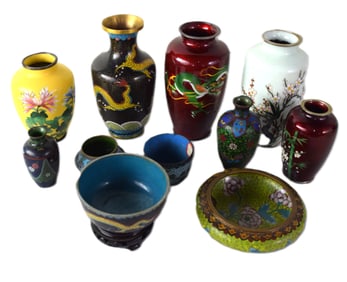 Eleven Piece Cloisonne Lot