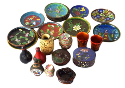 27 Piece Cloisonne Lot