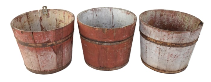 Three Wooden Sap Buckets