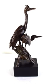 Matia Bronze Sculpture Of Two Herons
