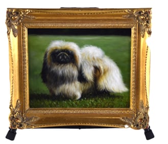 Pekinese Dog Oil Painting