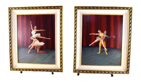 Pair Of Oil Paintings Of Ballet Dancers